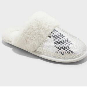 Auden Glittering Silver and Cream Slippers